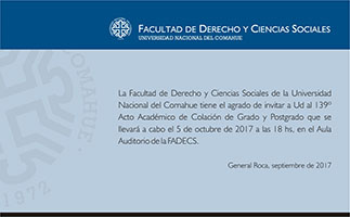 139º ACTO ACADÉMICO DE COLACIÓN DE GRADO Y POSTGRADO EN LA FADECS  